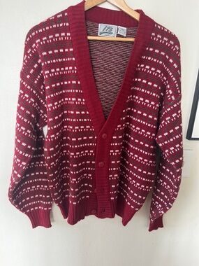 Classic Red Button-Front Women's Cardigan Sweater